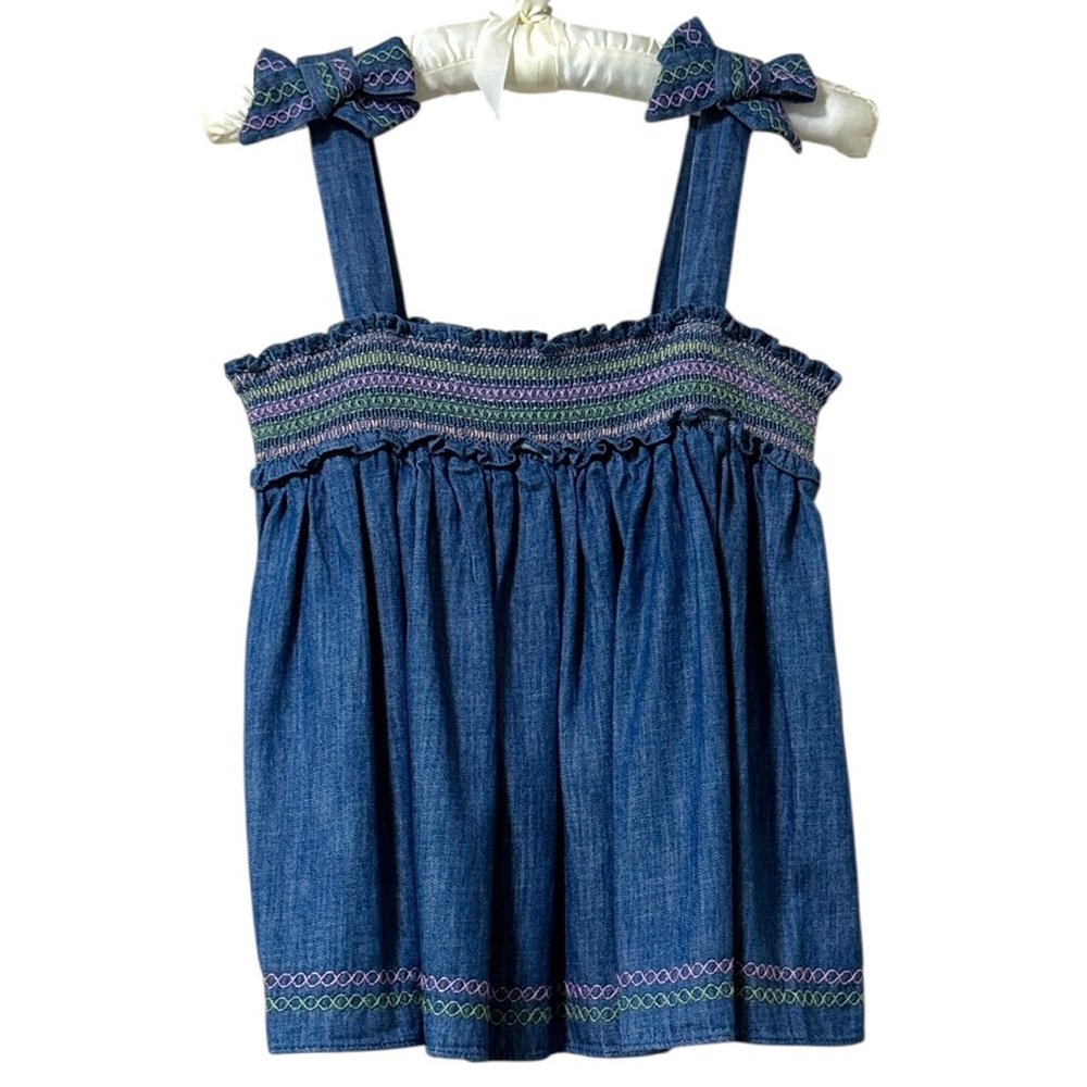 Zimmermann Kid’s Tallow Denim Shirred Top Size 12